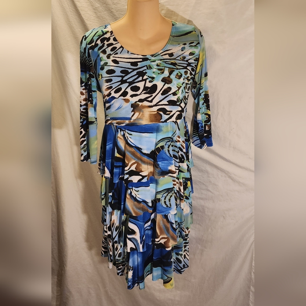 CONNECTED APPAREL,  DRESS, Size 10,  Blue & Green Designs